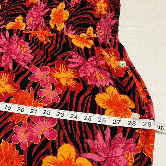 French Laundry XL Maxi Dress Floral Sleeveless Smocked Chest Tropical Boho Festi - Picture 7 of 10